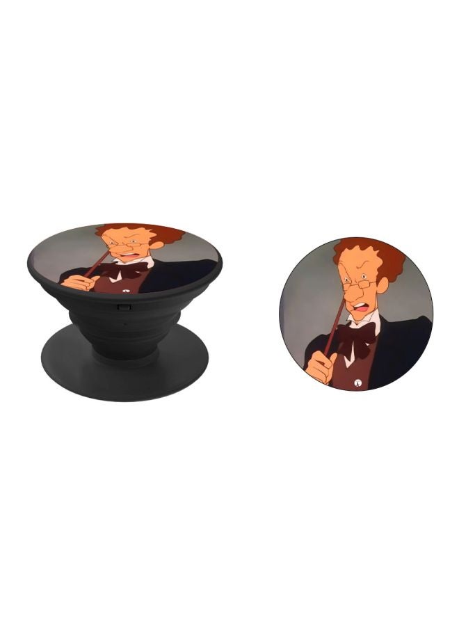 BP Strict Man With Glasses Printed Pop Socket Phone Holder Black/Brown - Image 2