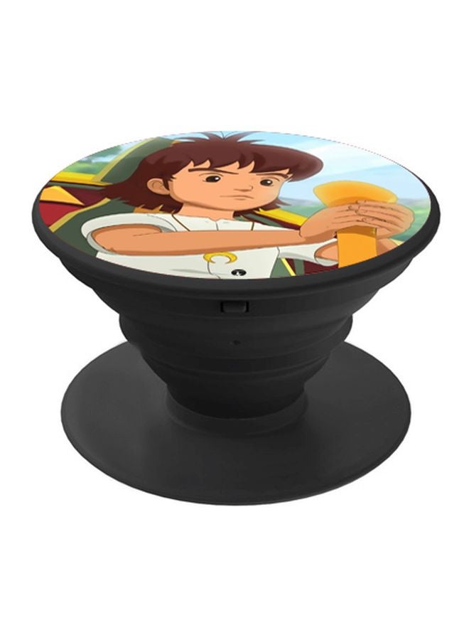 BP Cartoon Boy Printed Pop Socket Phone Holder Gold/White/Brown - Image 1