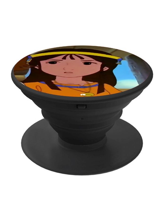 BP Cartoon Girl Printed Pop Socket Phone Holder Orange/Yellow/Black - Image 1