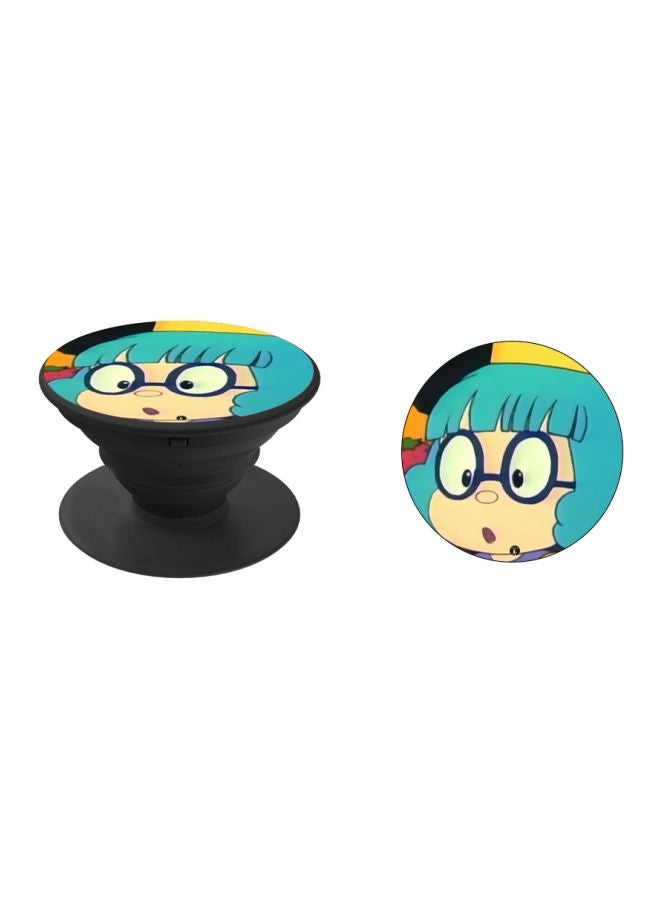 BP Cartoon Girl Printed Pop Socket Phone Holder Green/Yellow/Black - Image 2