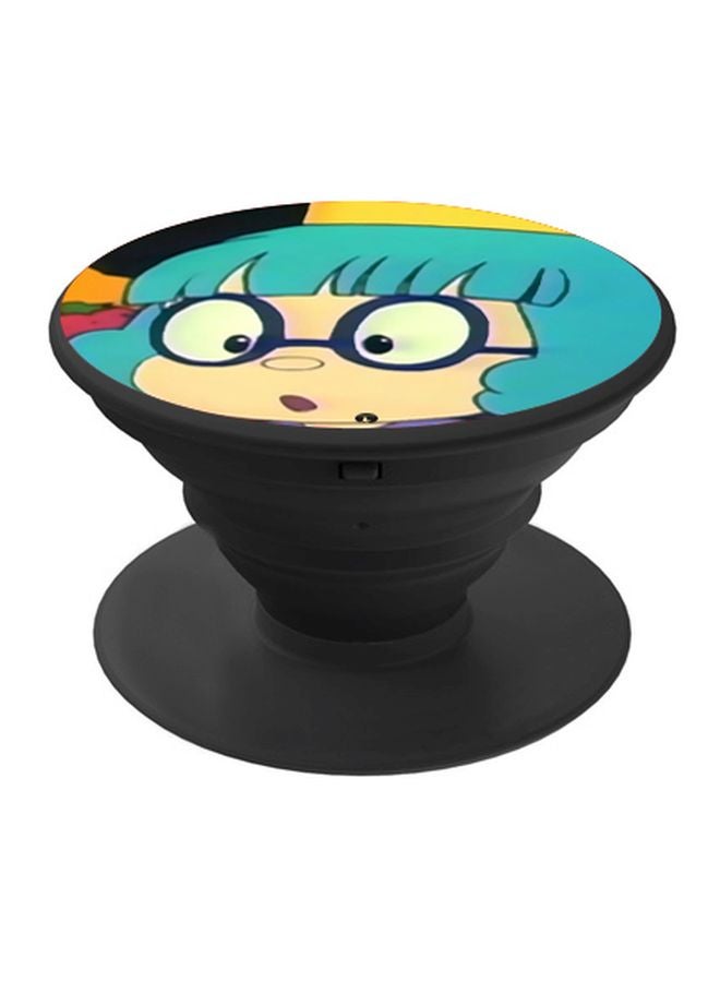 BP Cartoon Girl Printed Pop Socket Phone Holder Green/Yellow/Black - Image 1
