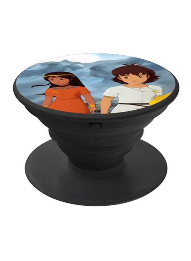 BP Cartoon Girls Printed Pop Socket Phone Holder Orange/White/Blue - Image 1