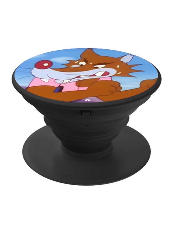 بي بي حامل هاتف على شكل مقبض أصابع منبثق بطبعة رسومات كرتونية بني/ أزرق/ وردي - Image 1