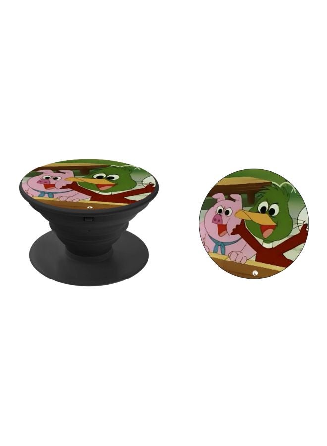 BP Cartoon Printed Pop Socket Phone Holder Green/Brown/Black - Image 2