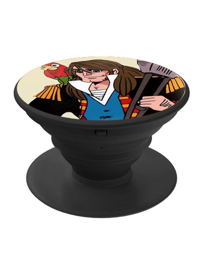 بي بي حامل هاتف على شكل مقبض أصابع منبثق بطبعة رسومات كرتونية بيج/أزرق/أسود - Image 1