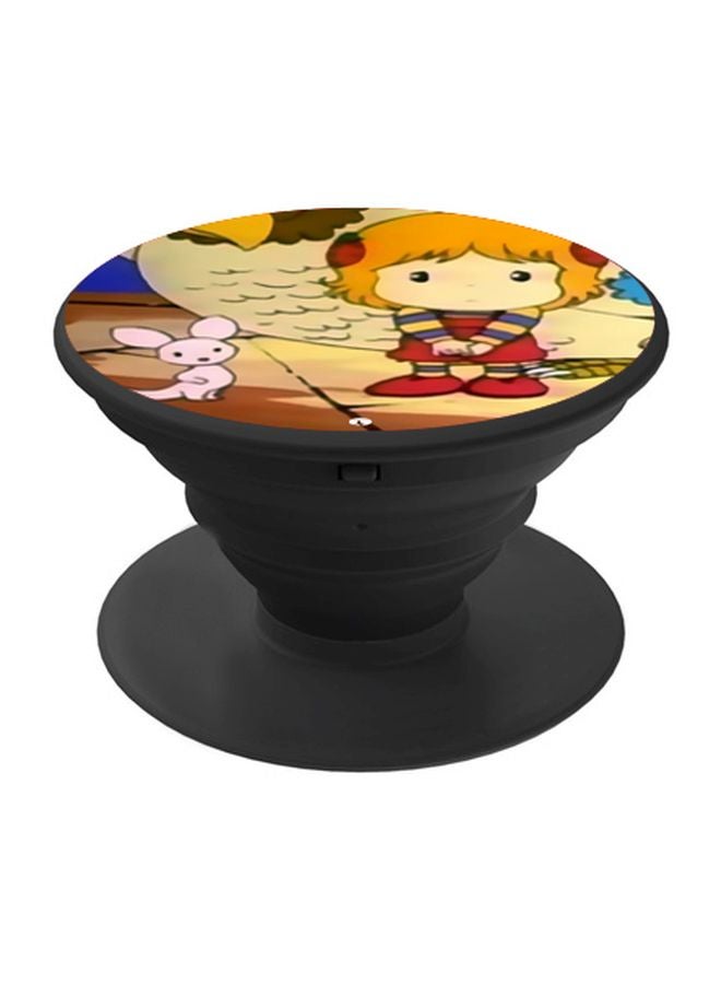 بي بي حامل هاتف على شكل مقبض أصابع منبثق بطبعة رسومات كرتونية بيج/أحمر/أسود - Image 1