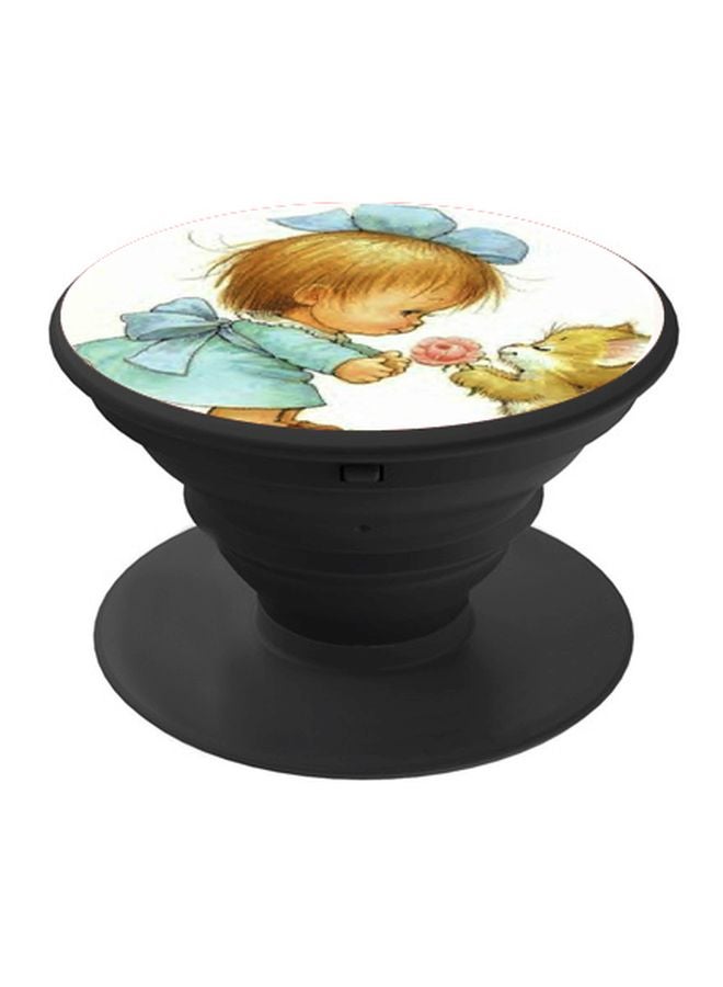 BP Girl Printed Pop Socket Phone Holder Blue/Beige/Black - Image 1