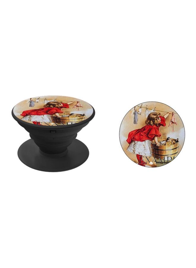 BP Cartoon Girl Printed Pop Socket Phone Holder Brown/Red/White - Image 2