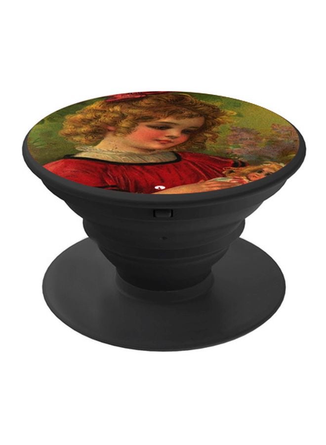 BP Cartoon Girl Printed Pop Socket Phone Holder Red/Green/Brown - Image 1