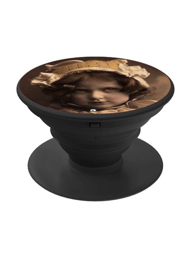 BP Girl Printed Pop Socket Phone Holder Grey/Brown - Image 1