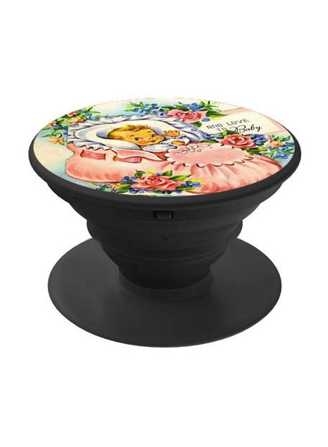 BP Baby Printed Pop Socket Phone Holder Black/Beige/Pink - Image 1