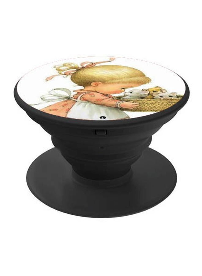 BP Girl Printed Pop Socket Phone Holder White/Beige/Black - Image 1