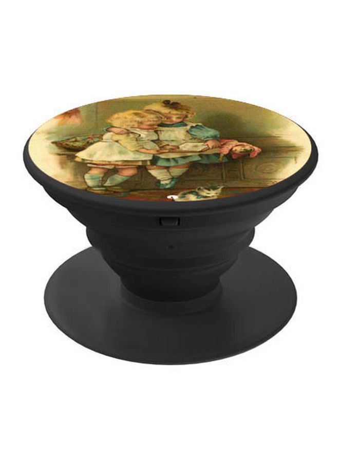 بي بي حامل هاتف بوب سوكيت بطبعة فتاة كرتونية بيج/أزرق/أبيض - Image 1