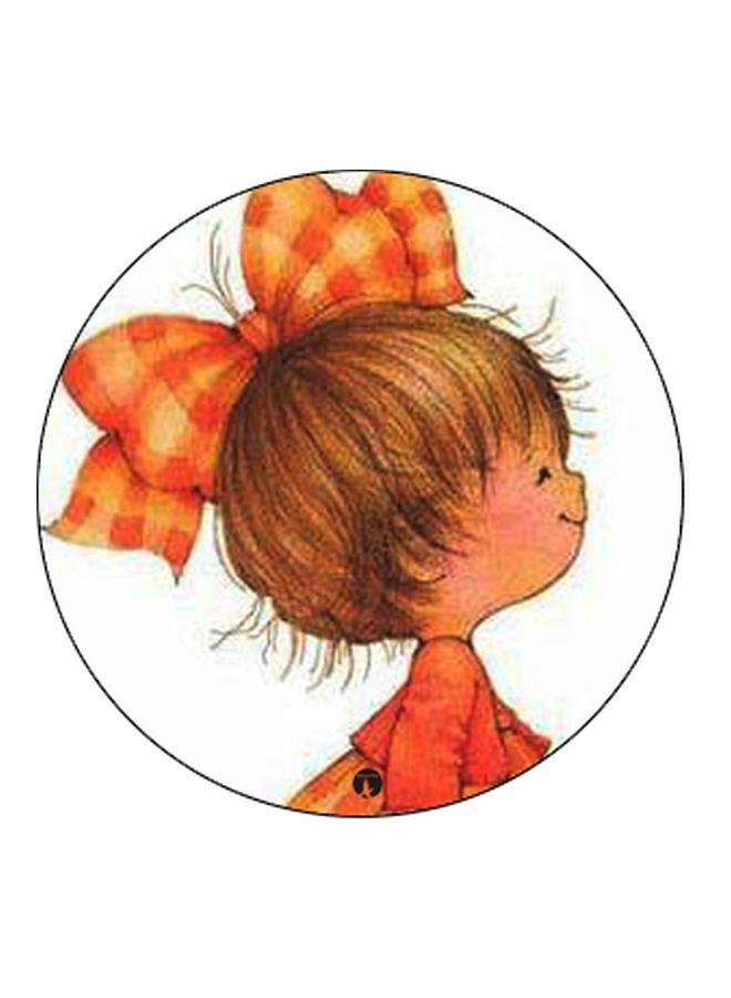 BP Cartoon Girl Printed Pop Socket Phone Holder Brown/Orange/White - Image 2