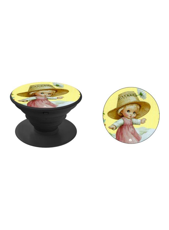 BP Cartoon Girl Printed Pop Socket Phone Holder Yellow/Beige/Pink - Image 2