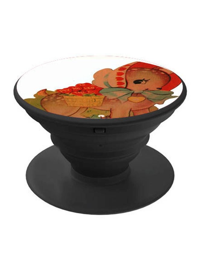 بي بي حامل هاتف على شكل مقبض أصابع منبثق بطبعة رسومات كرتونية بني/أبيض/أحمر - Image 1