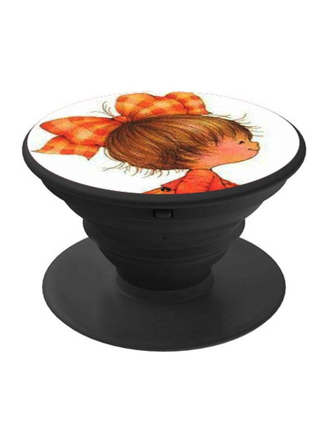 BP Cartoon Girl Printed Pop Socket Phone Holder Brown/Orange/White - Image 1