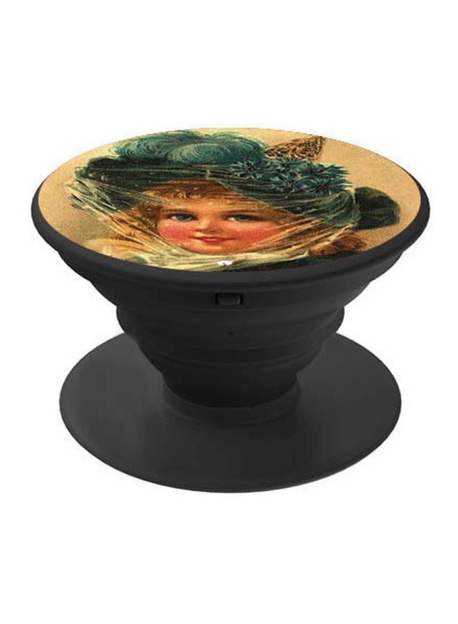 BP Girl Printed Pop Socket Phone Holder Black/Beige/Green - Image 1