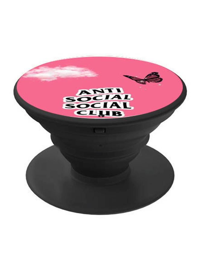BP Anti Social Social Club Printed Pop Socket Phone Holder Black/Pink/White  - Image 1