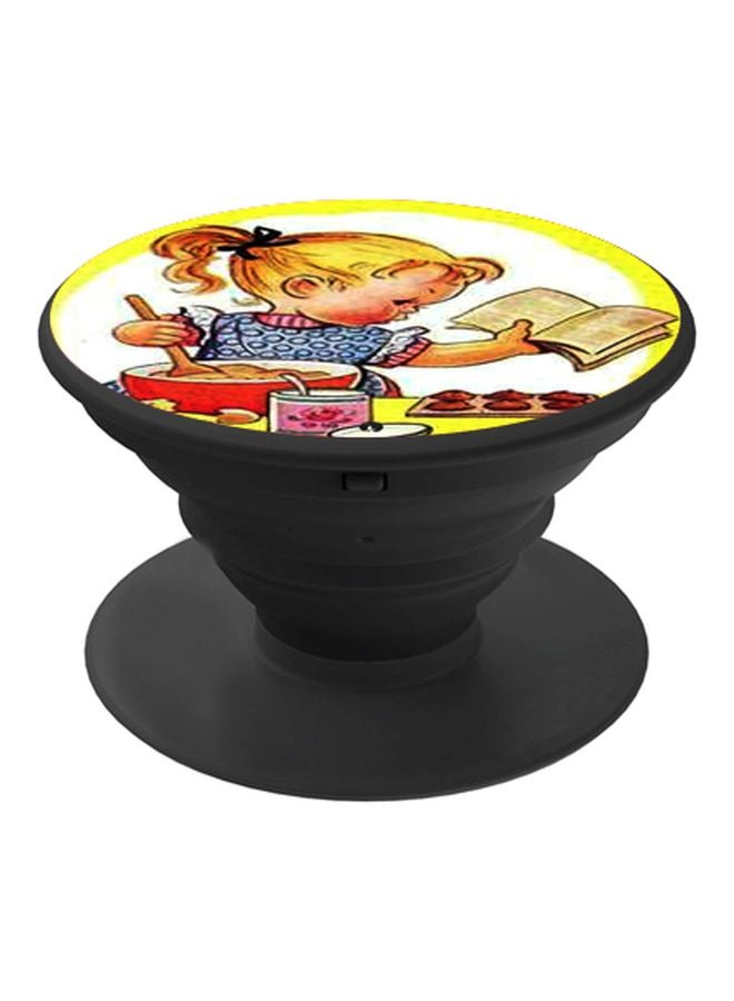 بي بي حامل هاتف بوب سوكيت بطبعة فتاة أسود/ أصفر/ أبيض - Image 1