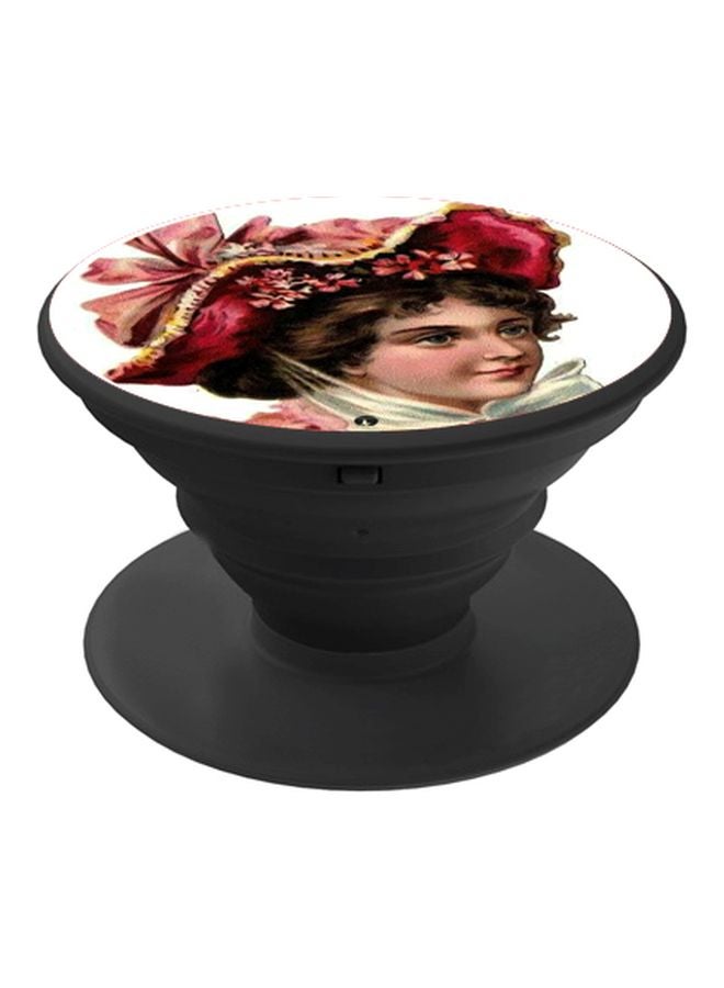 BP Lady Printed Pop Socket Phone Holder Black/White/Pink - Image 1