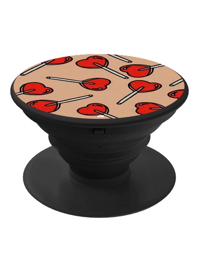 بي بي حامل هاتف بوب سوكيت مطبوع بتصميم قلوب بني/أسود/أحمر/أبيض - Image 1