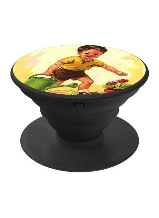 BP Boy Printed Pop Socket Phone Holder Black/Yellow/Green - Image 1