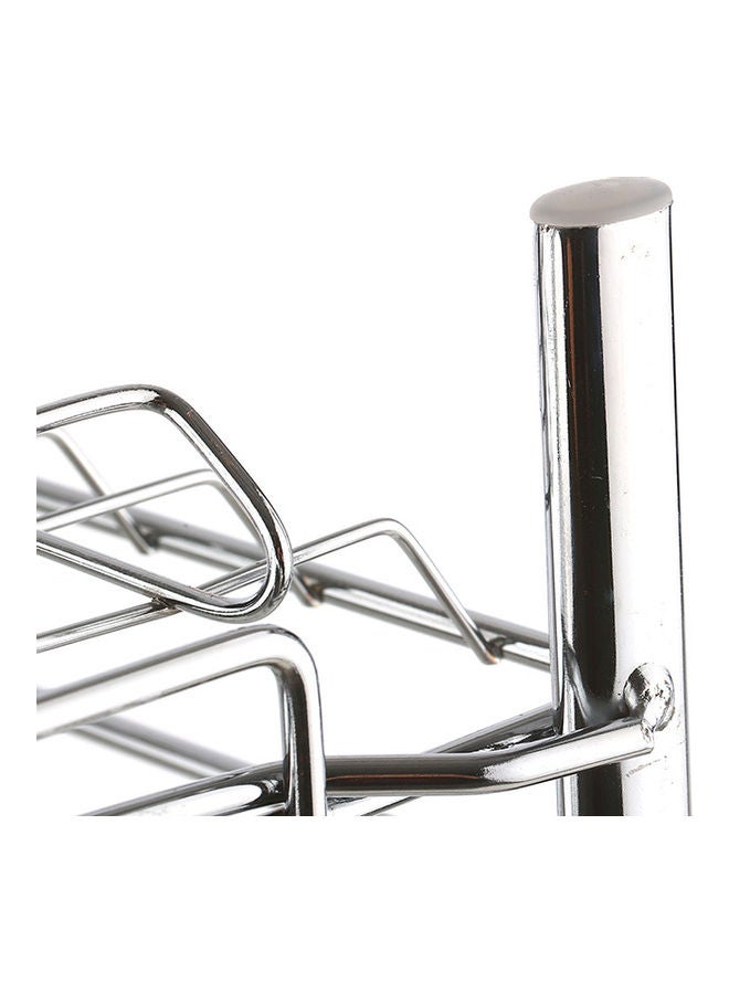 رف أطباق ثلاثي الطبقات سهل الفك والتركيب فضي/أبيض 49x18x25سم - Image 3