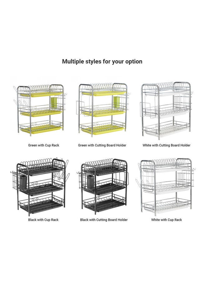 رف أطباق ثلاثي الطبقات سهل الفك والتركيب فضي/أبيض 49x18x25سم - Image 4