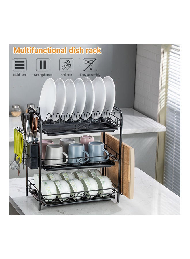 رف أطباق ثلاثي الطبقات سهل الفك والتركيب أسود/ فضي 49x18x25سم - Image 2