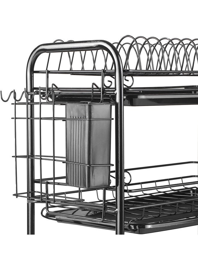 رف أطباق ثلاثي الطبقات سهل الفك والتركيب أسود/ فضي 49x18x25سم - Image 3