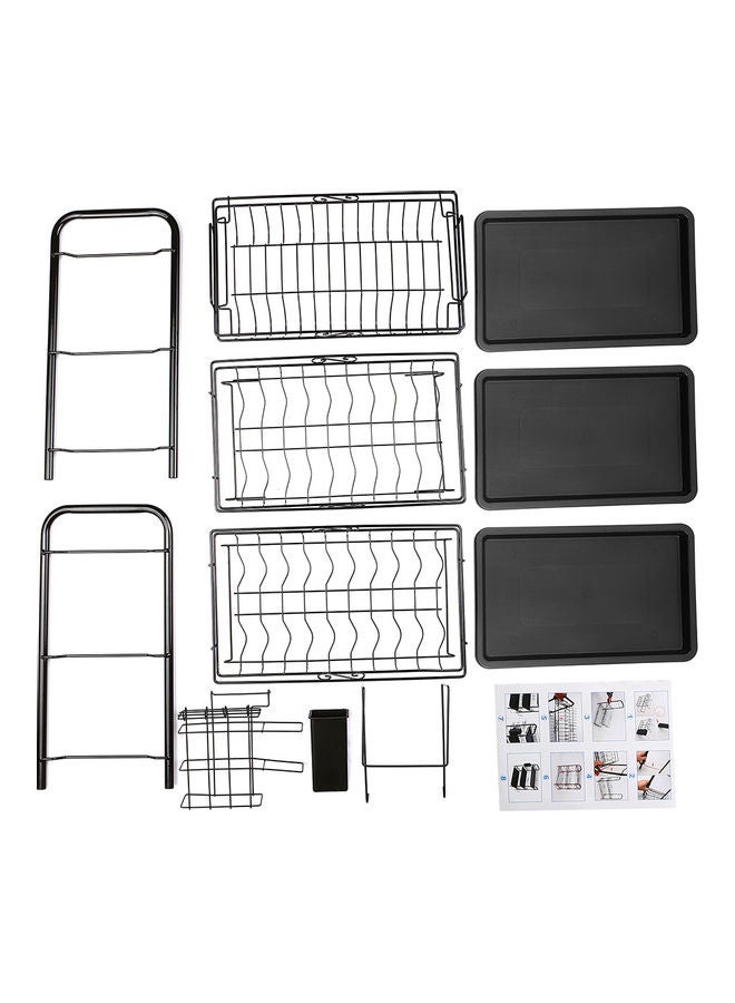 رف أطباق ثلاثي الطبقات سهل الفك والتركيب أسود/ فضي 49x18x25سم - Image 4