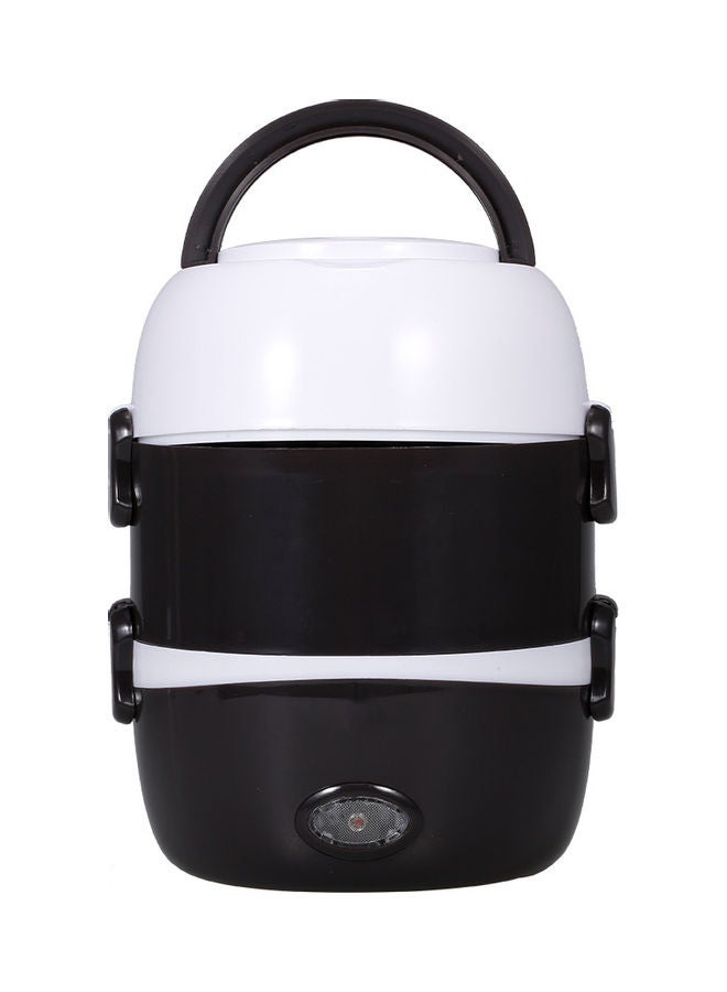 Portable Bucket-Shaped Steam Electric Lunch Box Black/White 25.5x19.5x19.5cm - Image 1