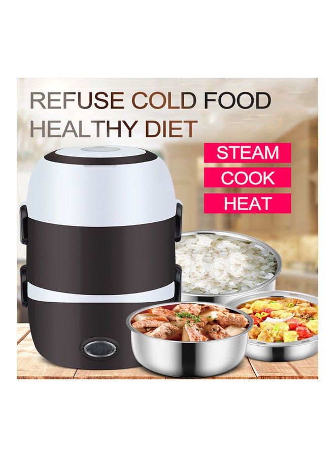 Portable Bucket-Shaped Steam Electric Lunch Box Black/White 25.5x19.5x19.5cm - Image 3