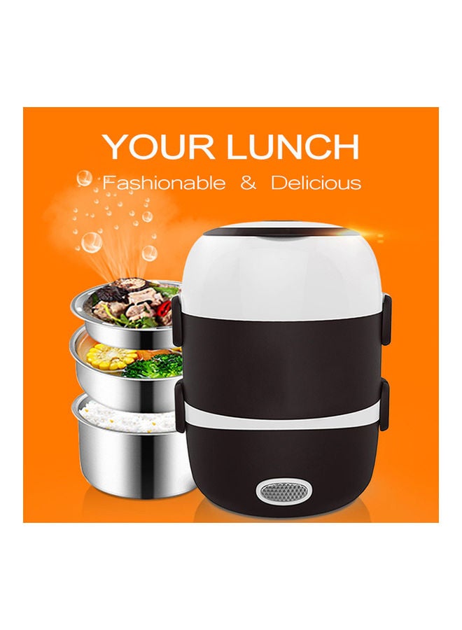 Portable Bucket-Shaped Steam Electric Lunch Box Black/White 25.5x19.5x19.5cm - Image 4