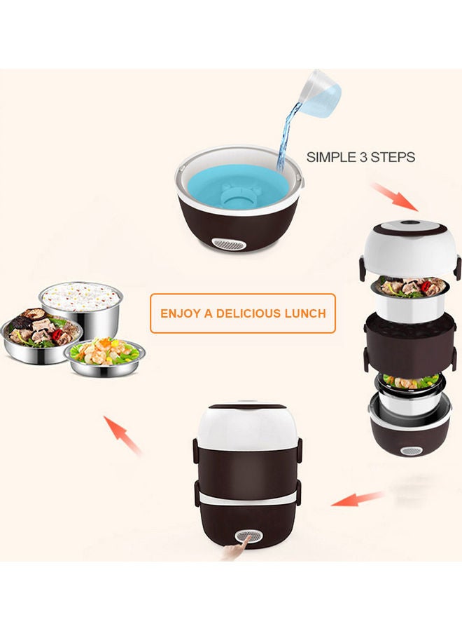 Portable Bucket-Shaped Steam Electric Lunch Box Black/White 25.5x19.5x19.5cm - Image 5