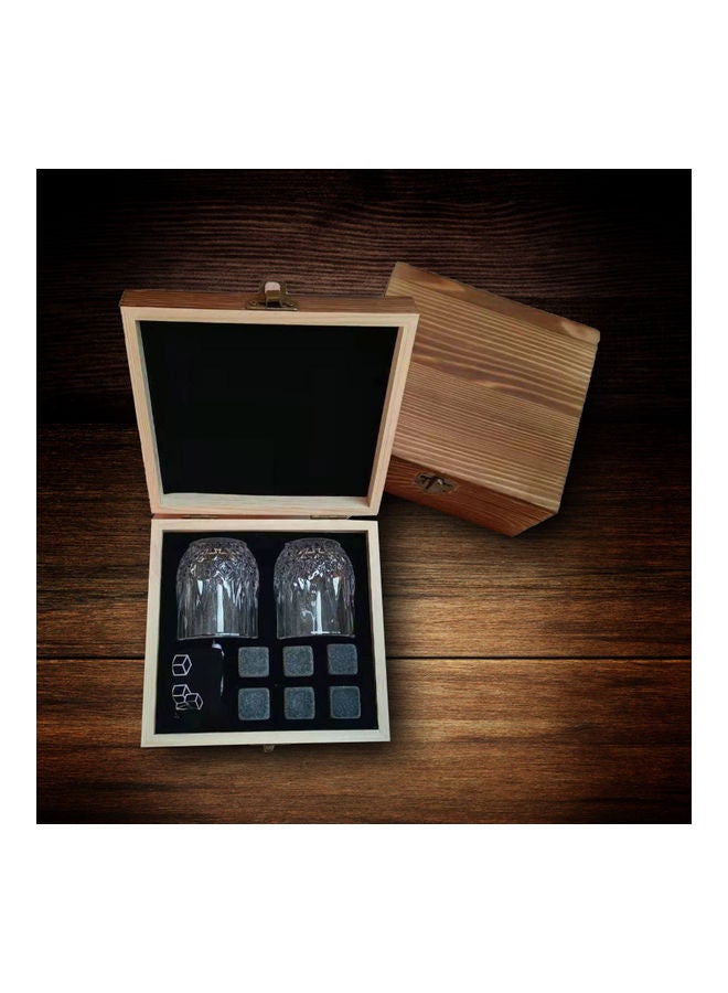 6-Piece Stones With 2 Glass Set Grey 15.4x7.1x14.3cm