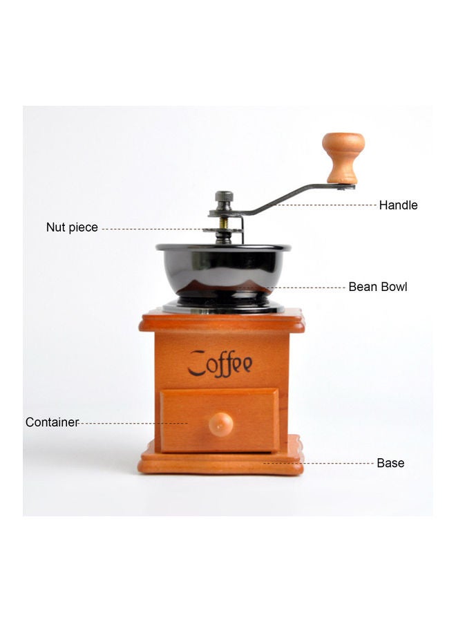 Solid Wood Hand Crank Coffee Bean Grinder Orange/Black 16.7x10.6x10.6cm