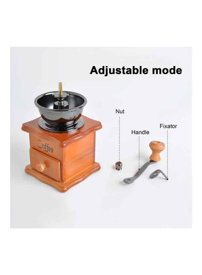 Solid Wood Hand Crank Coffee Bean Grinder Orange/Black 16.7x10.6x10.6cm