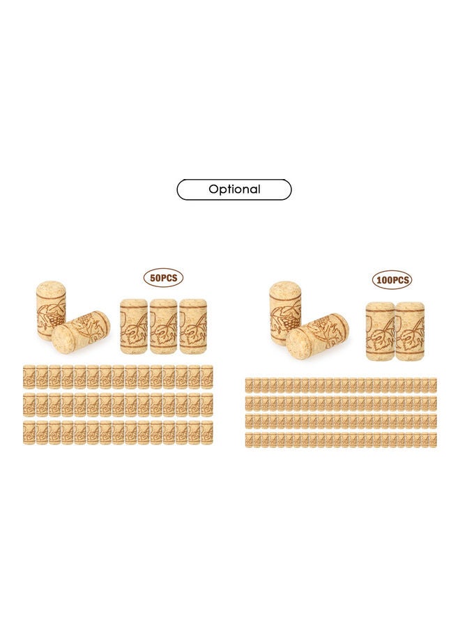 100-Piece Oak Wine Stoppers Set Beige 44x22cm  - Image 2