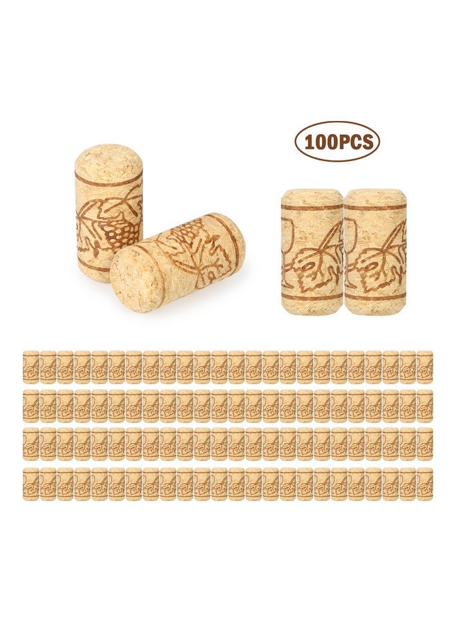 100-Piece Oak Wine Stoppers Set Beige 44x22cm  - Image 1