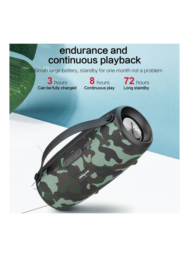 Zealot - S34 Outdoor Portable Wireless Bluetooth Speaker Camouflage Red - Image 1
