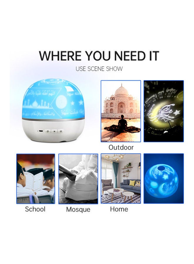 Generic - Smart Wireless Bluetooth Small Audio Projection Lamp With Colorful Lights Flashing Rotating 3D Surround Portable Mini Quran Small Speaker White - Image 1