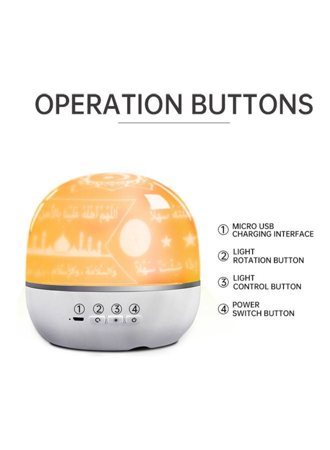 Generic - Smart Wireless Bluetooth Small Audio Projection Lamp With Colorful Lights Flashing Rotating 3D Surround Portable Mini Quran Small Speaker White - Image 1
