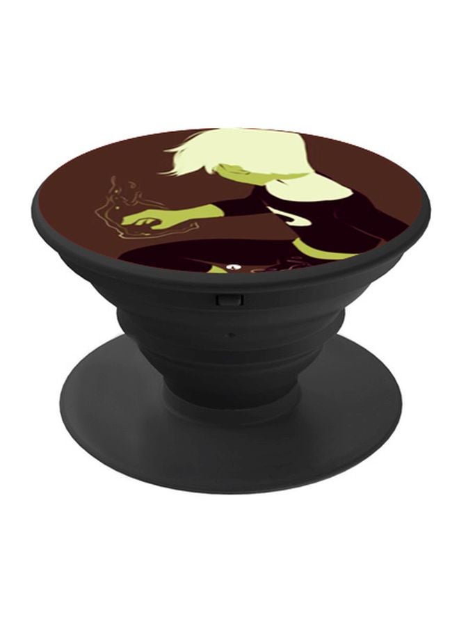 BP Cartoon Printed Pop Socket Phone Holder Brown/Light Green - Image 1