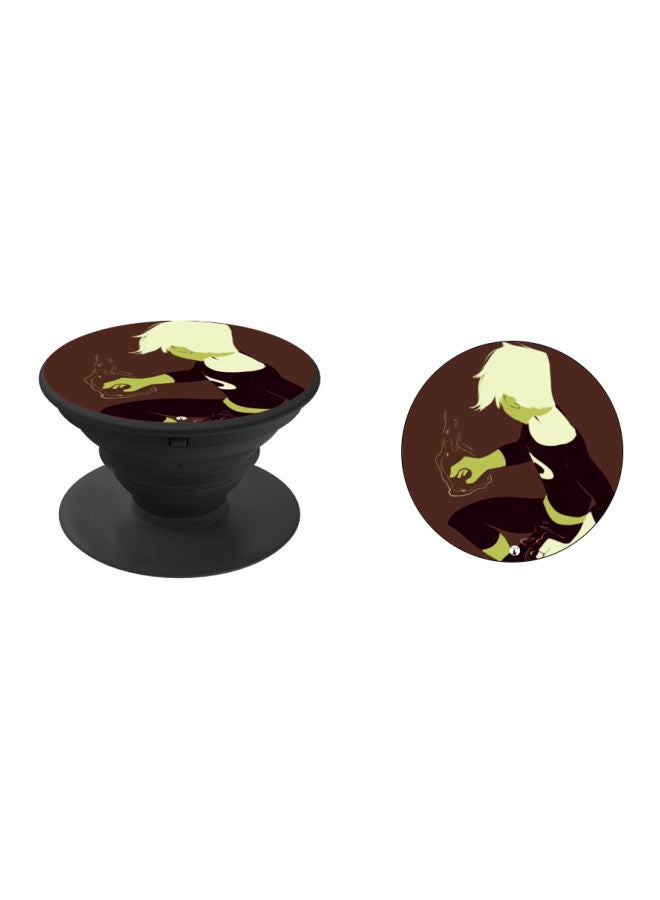 BP Cartoon Printed Pop Socket Phone Holder Brown/Light Green - Image 2