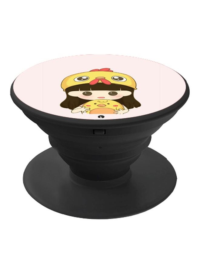 BP Cartoon Printed Pop Socket Phone Holder Black/Pink/Yellow - Image 1