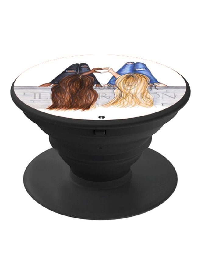 بي بي حامل هاتف على شكل مقبض أصابع منبثق بطبعة رسومات كرتونية بني/أزرق/أسود - Image 1