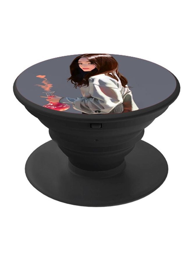 BP Girl Printed Pop Socket Phone Holder Grey/Brown/Black - Image 1