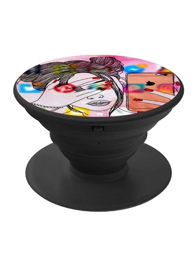 BP Girl Printed Pop Socket Phone Holder Pink/Brown/Black - Image 1